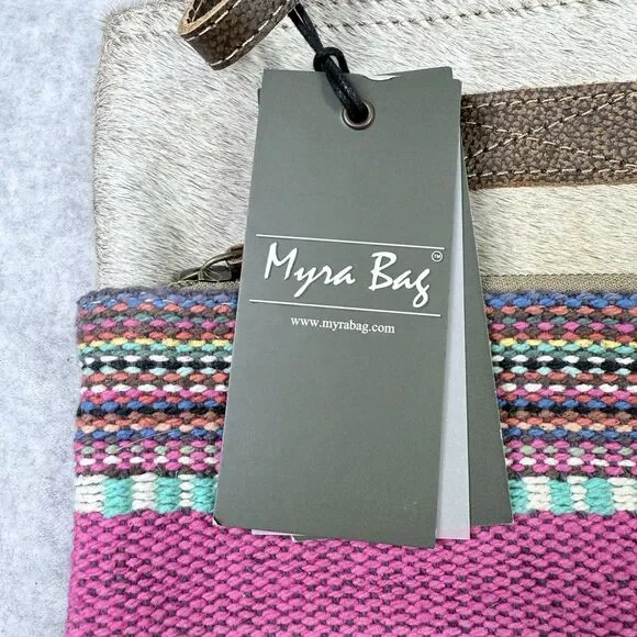 Myra Bag Crossbody Bag Women Small Multicolor NEW Woven Hair-on-Hide Rug Canvas - Picture 6 of 13